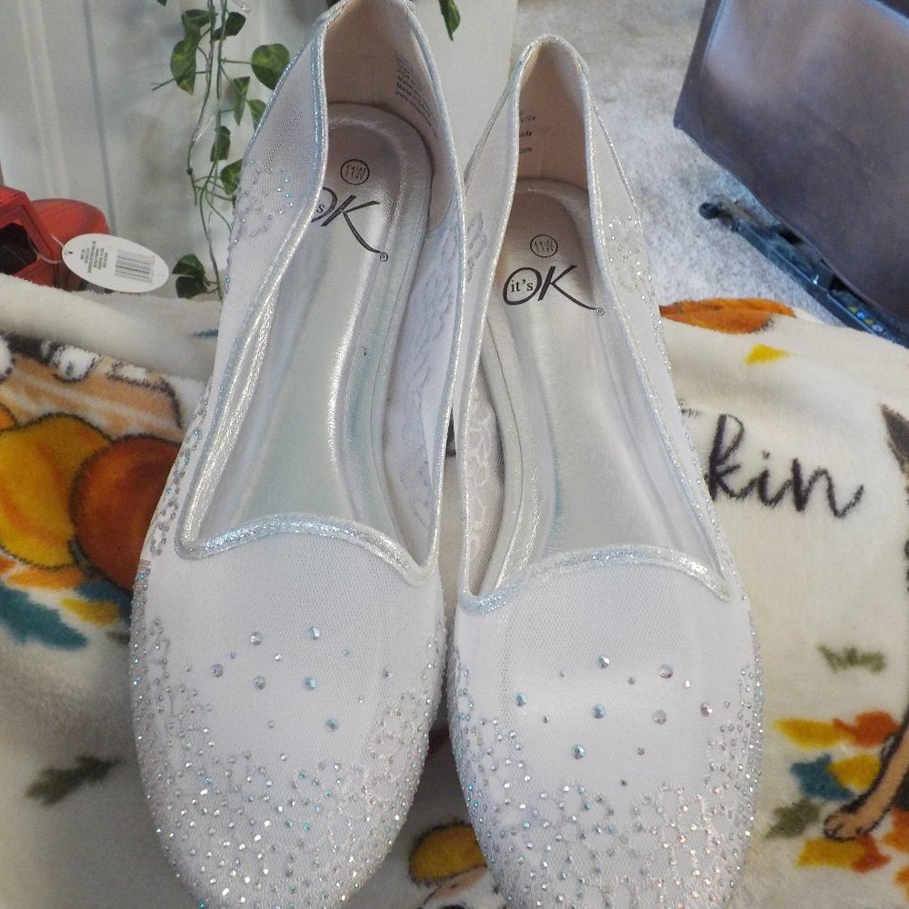 women's size eleven Wide sheer gemmed flats from It's OK